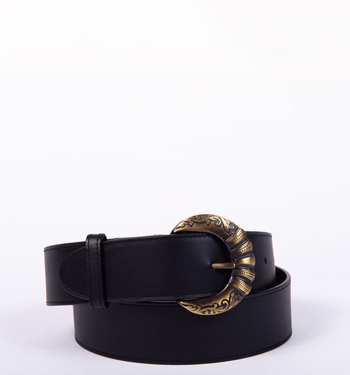 antoinette ameska Ceinture GRETTA Noir Lisse - Grande Boucle