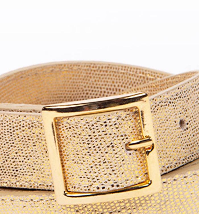 Antoinette Ameska Ceinture MAELLA Lézard Or - Boucle Moyenne