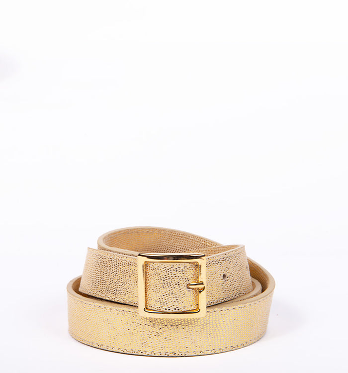 antoinette ameska Ceinture MAELLA Lézard Or - Boucle Moyenne