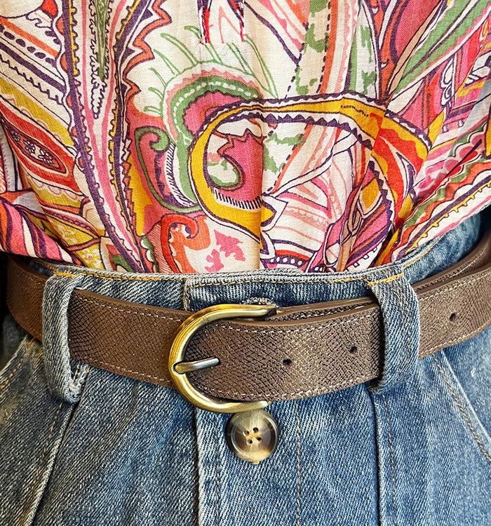 Antoinette Ameska Ceinture MARGOT Lézard Bronze - Boucle Moyenne