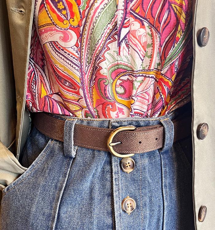 antoinette ameska Ceinture MARGOT Lézard Bronze - Boucle Moyenne