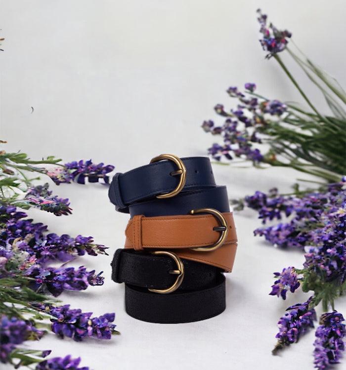 Antoinette Ameska Ceinture MARGOT Lézard Noir - Boucle Moyenne