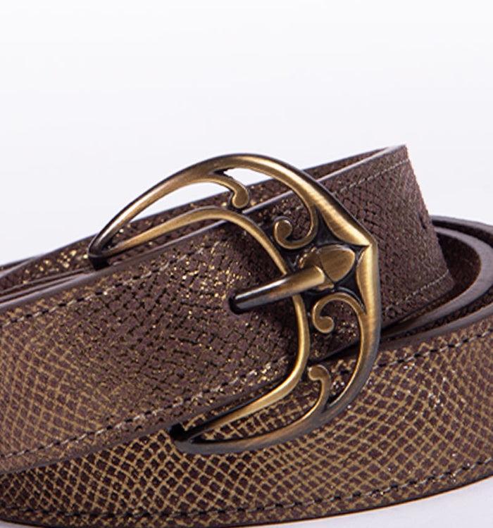 Antoinette Ameska Ceinture MATHILDE Lézard Bronze - Boucle Moyenne