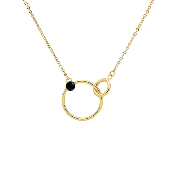 Antoinette Ameska Collier 2 Anneaux SATURNE Onyx Noir