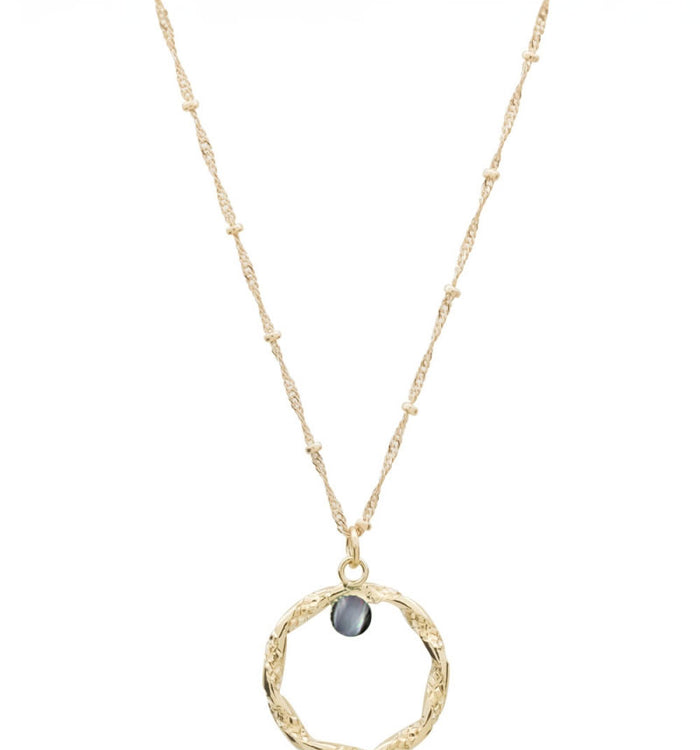 Antoinette Ameska Collier Anneau Torsadé ANGELA Nacre Grise