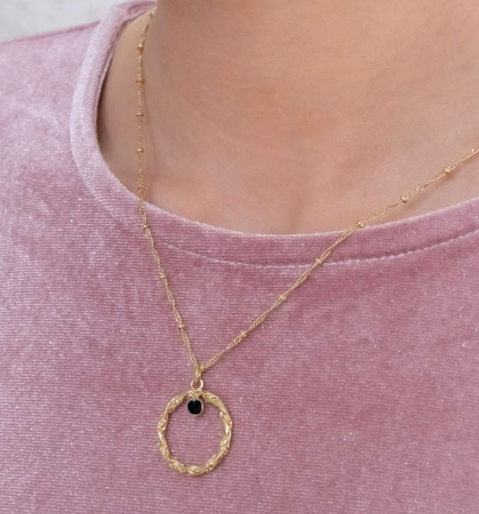 Antoinette Ameska Collier Anneau Torsadé ANGELA Onyx Noir