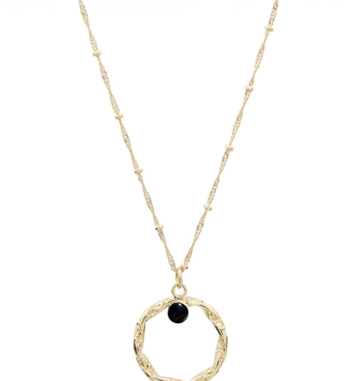 Antoinette Ameska Collier Anneau Torsadé ANGELA Onyx Noir