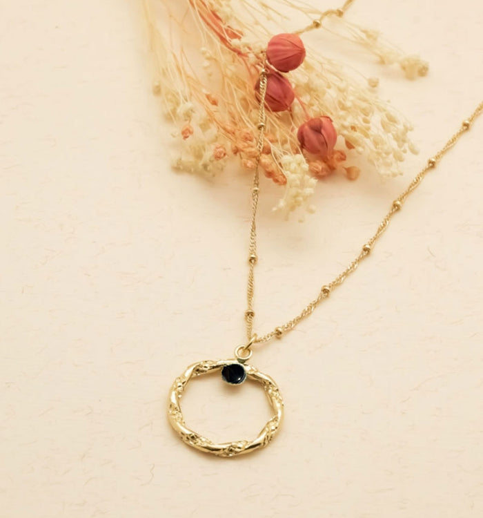 antoinette ameska Collier anneau torsadé ANGELA Onyx Noir