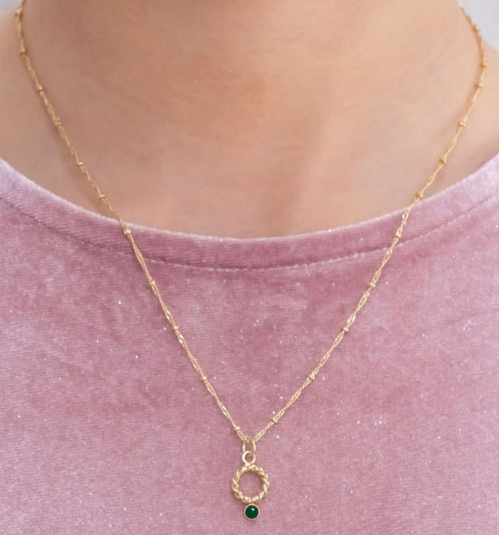 Antoinette Ameska Collier Petit Anneau Torsadé ANGELA Agate Verte