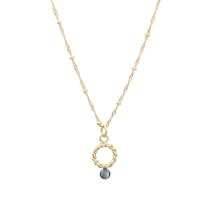 Antoinette Ameska Collier Petit Anneau Torsadé ANGELA Nacre Grise