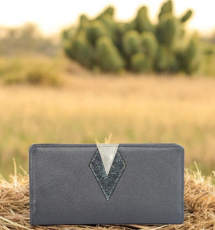 Antoinette Ameska Compagnon IBIZA Gris Métallisé/Craquelé Pétrole