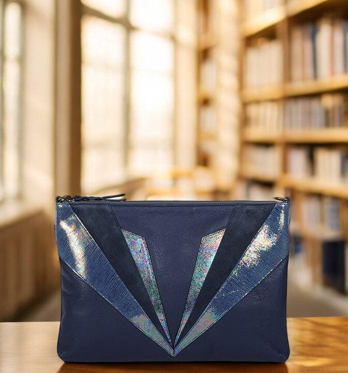 antoinette Ameska Grande Pochette PETRA Bleu/Métal Bleu