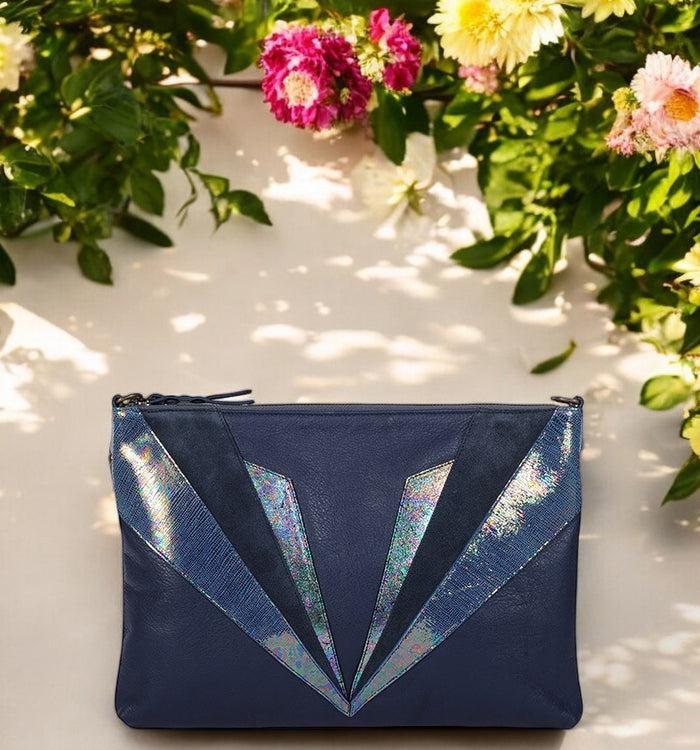 antoinette Ameska Grande Pochette PETRA Bleu/Métal Bleu