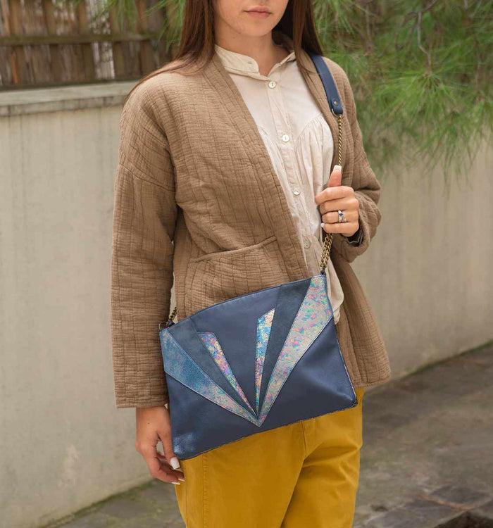 Antoinette Ameska Grande Pochette PETRA Bleu/Métal Bleu