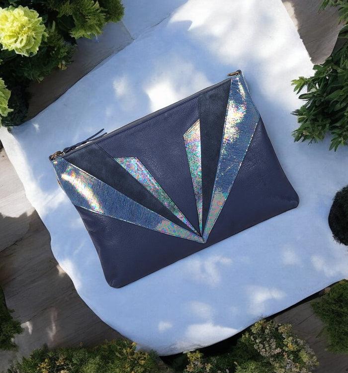 antoinette ameska Grande Pochette PETRA Bleu/Métal Bleu