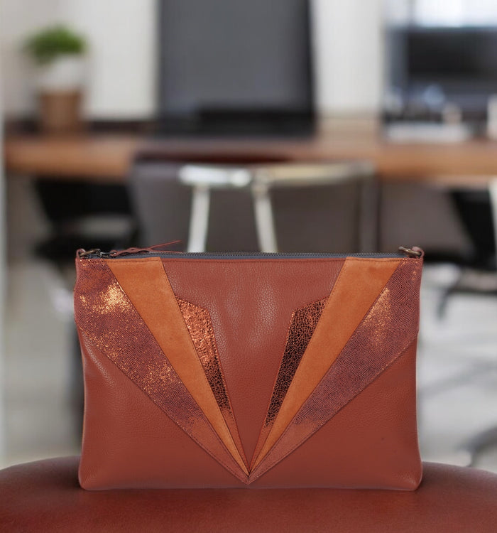 Antoinette Ameska Grande Pochette PETRA Tabac/Lézard Camel
