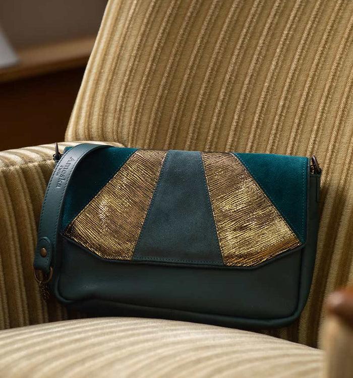Antoinette Ameska Petit Sac AVOLA Bleu Canard/Bronze