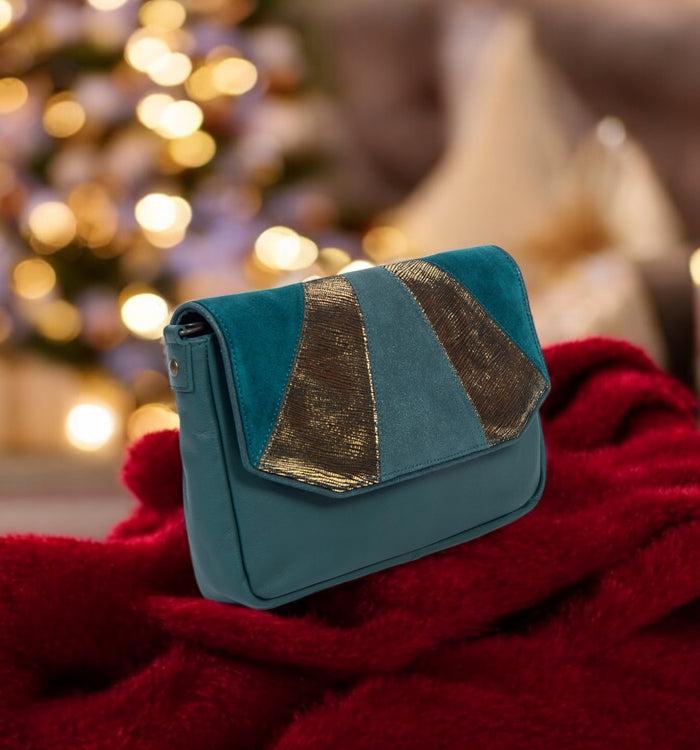 Antoinette Ameska Petit Sac AVOLA Bleu Canard/Bronze