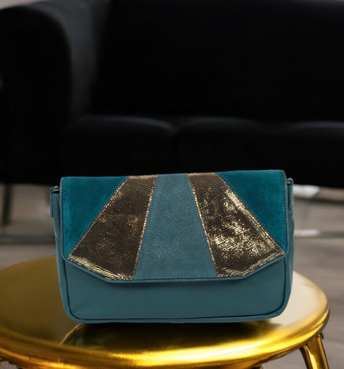 Antoinette Ameska Petit Sac AVOLA Bleu Canard/Bronze
