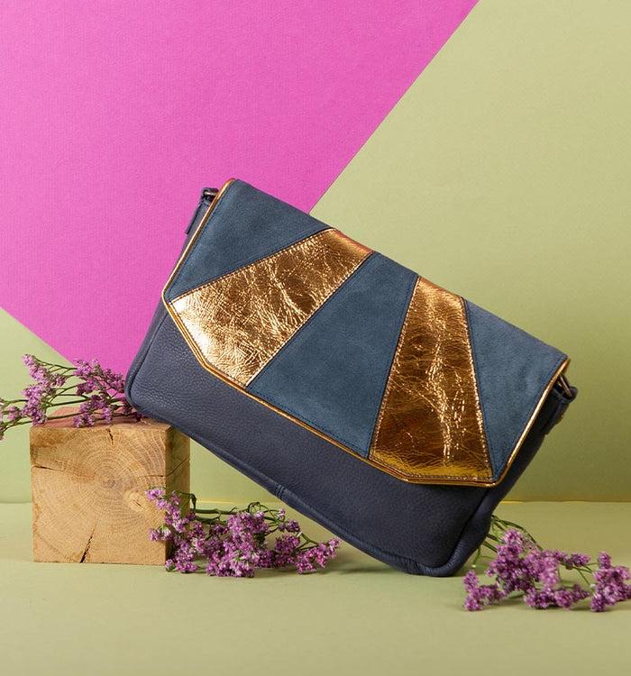 antoinette ameska Petit Sac AVOLA Bleu Foncé/Bronze