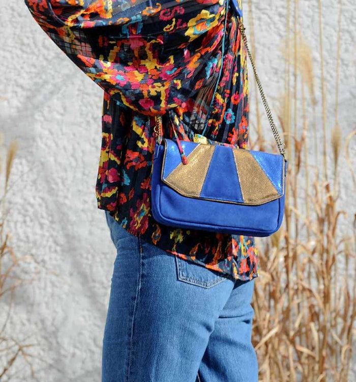 Antoinette Ameska Petit Sac AVOLA Bleu Indigo/Bronze