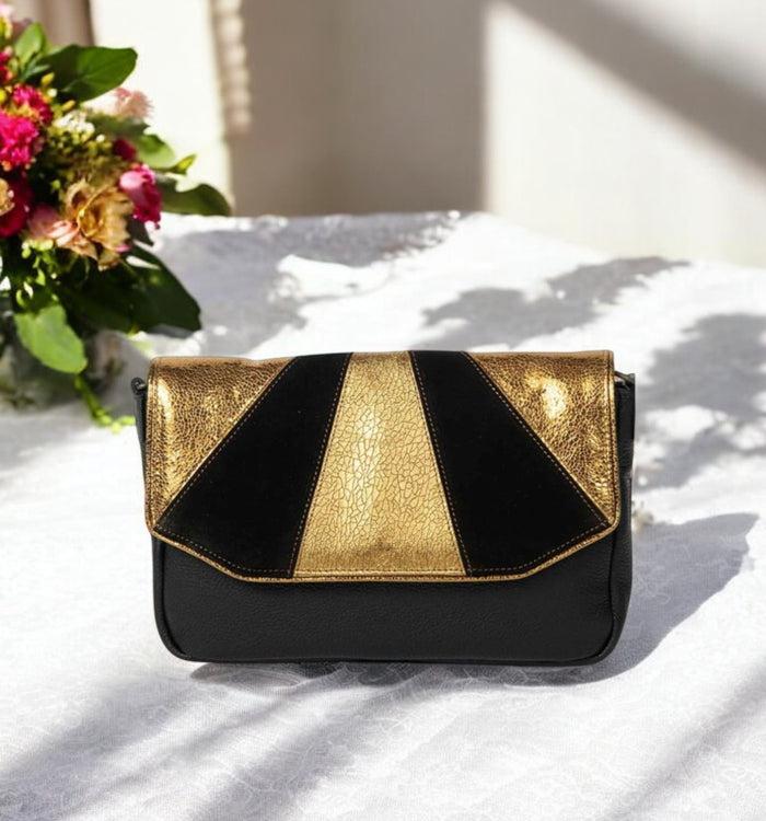 Antoinette Ameska Petit Sac AVOLA Noir Craquelé/Bronze