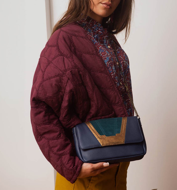 Antoinette Ameska Petit Sac TOKYO Bleu Canard/Bronze