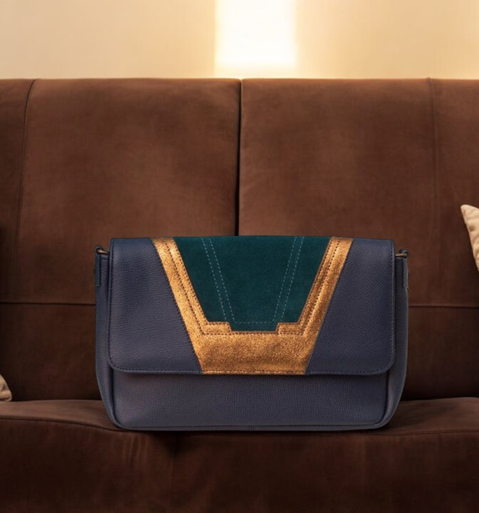 Antoinette Ameska Petit Sac TOKYO Bleu Canard/Bronze