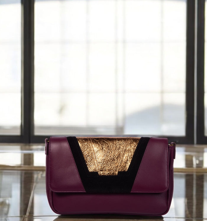 Antoinette Ameska Petit Sac TOKYO Bordeaux/Craquelé Bronze