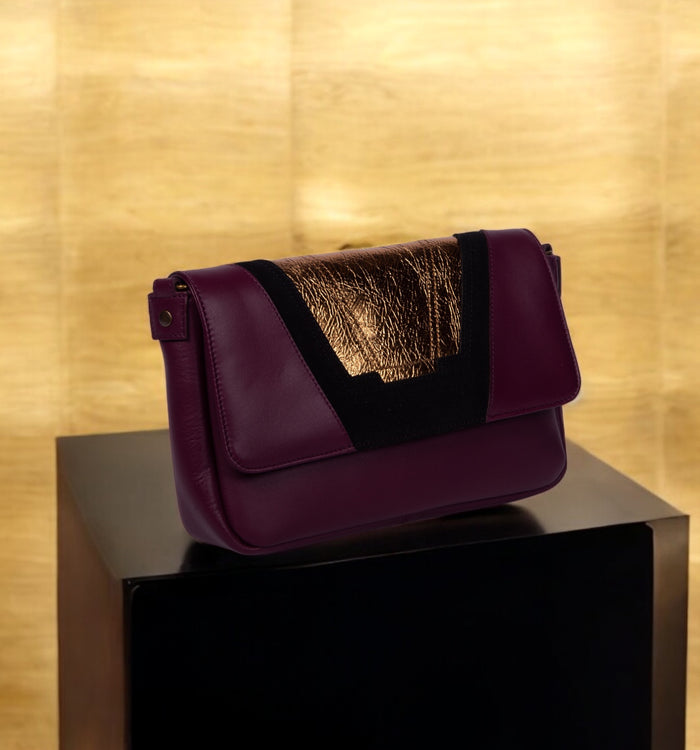 Antoinette Ameska Petit Sac TOKYO Bordeaux/Craquelé Bronze