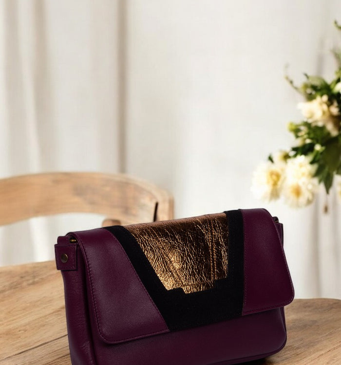 antoinette ameska Petit Sac TOKYO Bordeaux/Craquelé Bronze