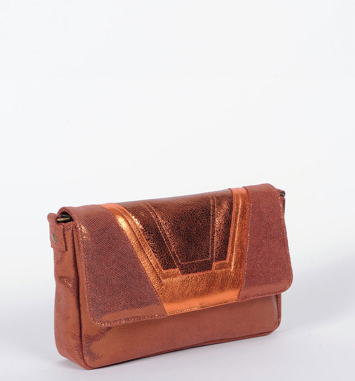 Antoinette Ameska Petit Sac TOKYO Lézard Camel/Cuivre