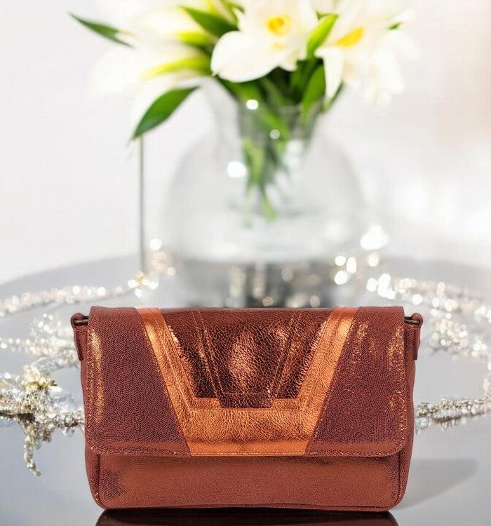 antoinette ameska Petit Sac TOKYO Lézard Camel/Cuivre