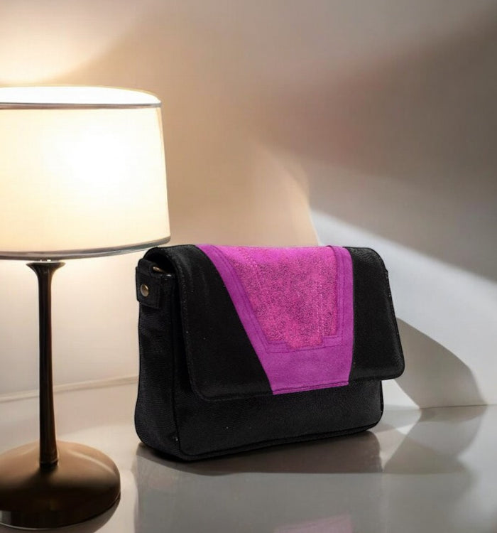 antoinette ameska Petit Sac TOKYO Noir/Fushia Paillette