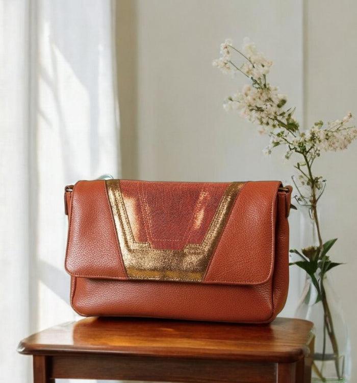 Antoinette Ameska Petit Sac TOKYO Tabac/Lézard Tabac