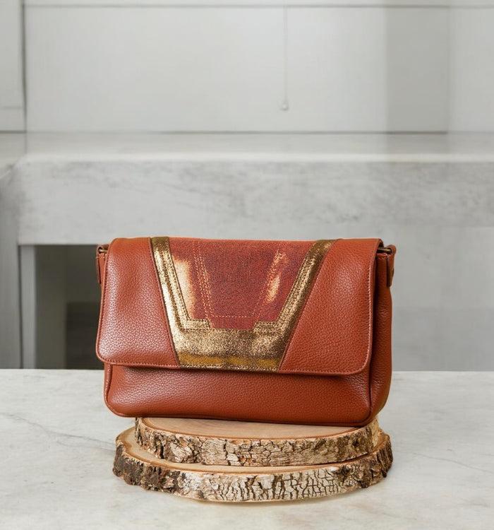 Antoinette Ameska Petit Sac TOKYO Tabac/Lézard Tabac