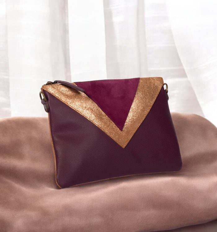 Antoinette Ameska Pochette GIZEH Bordeaux/Paillette Ambre