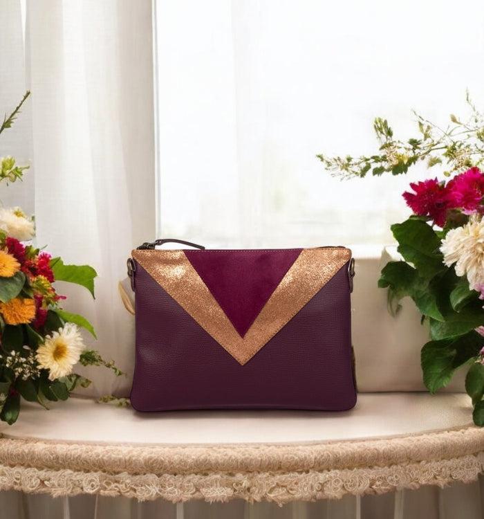antoinette ameska Pochette GIZEH Bordeaux/Paillette Ambre
