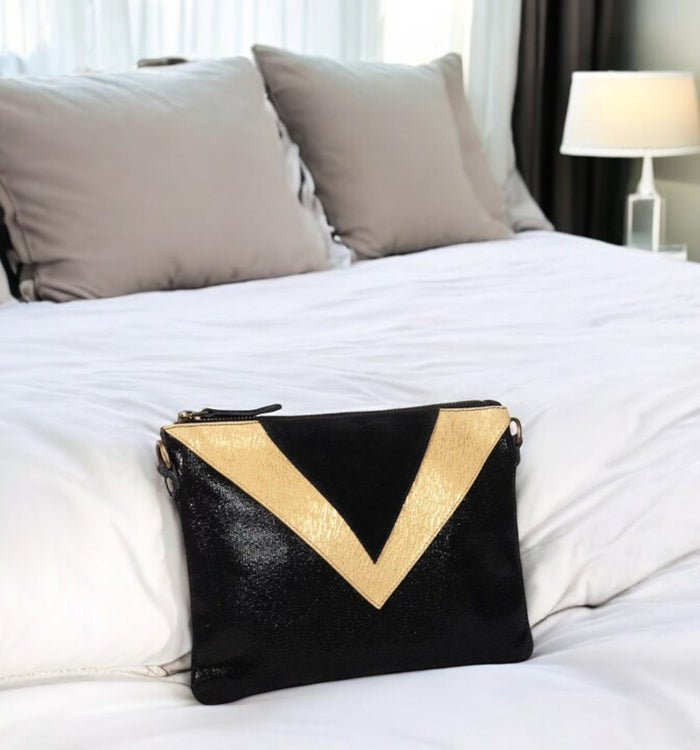 Antoinette Ameska Pochette GIZEH Noir Irisé/Or Boréal