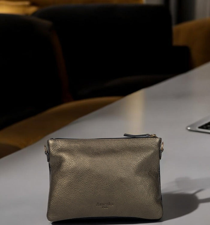 Antoinette Ameska Pochette GIZEH Noir Irisé/Or Boréal