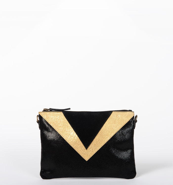 Antoinette Ameska Pochette GIZEH Noir Irisé/Or Boréal