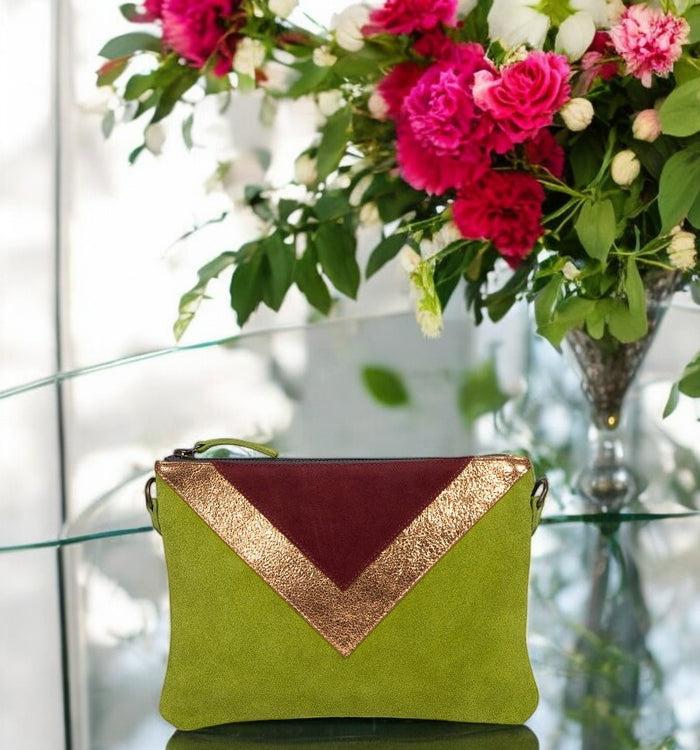 Antoinette Ameska Pochette GIZEH Vert Citron/Bordeaux