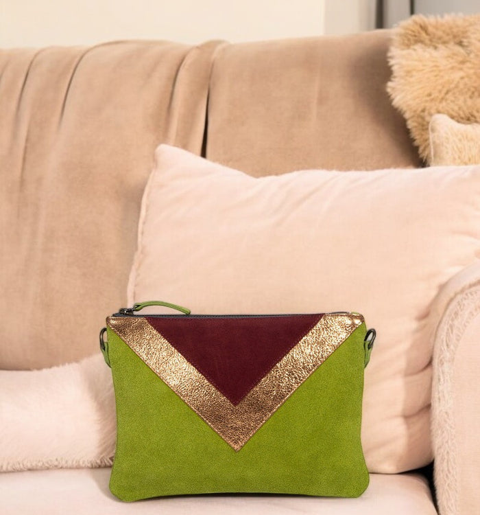 Antoinette Ameska Pochette GIZEH Vert Citron/Bordeaux