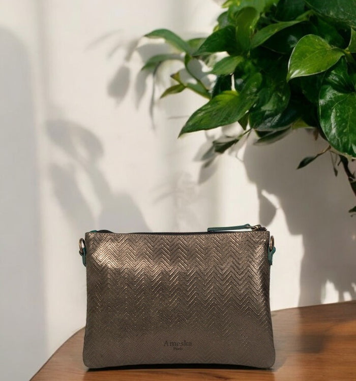 Antoinette Ameska Pochette GIZEH Vert Foncé/Paillette Bordeaux