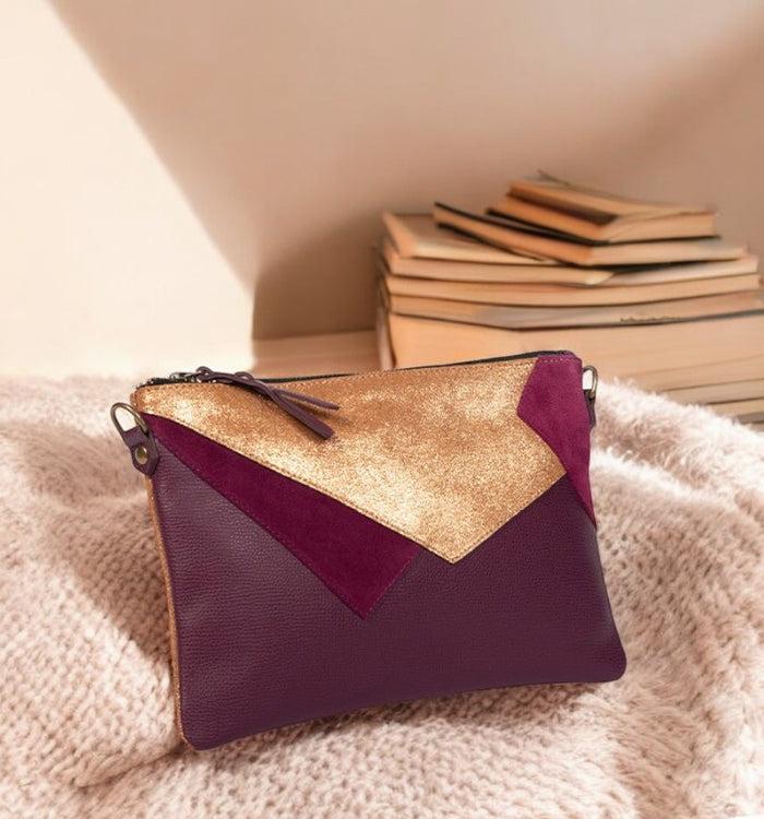 Antoinette Ameska Pochette LOUXOR Bordeaux/Paillette Ambre
