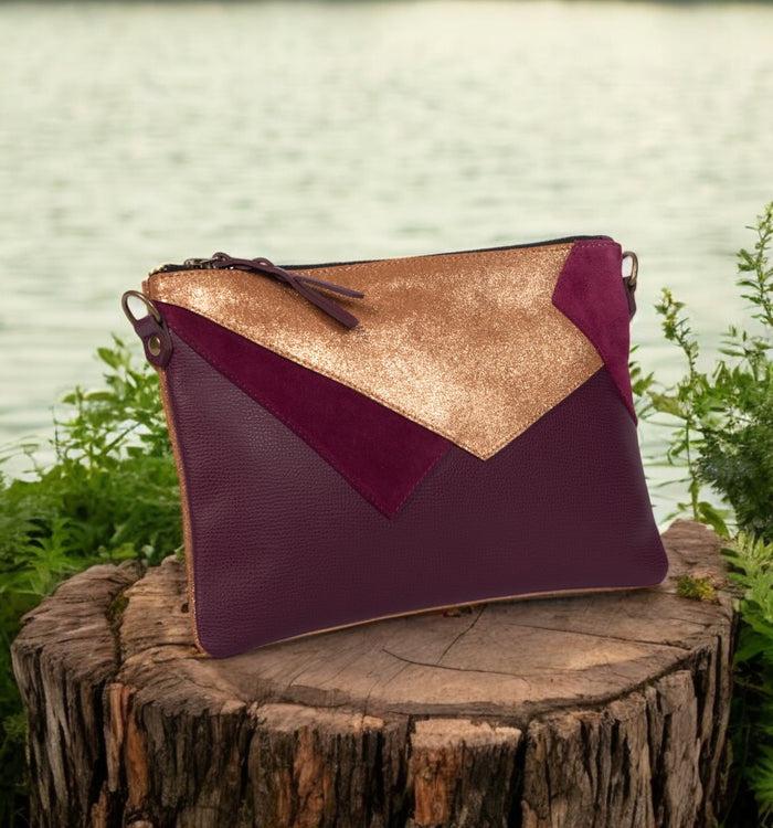 Antoinette Ameska Pochette LOUXOR Bordeaux/Paillette Ambre