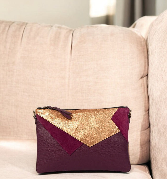 antoinette ameska Pochette LOUXOR Bordeaux/Paillette Ambre