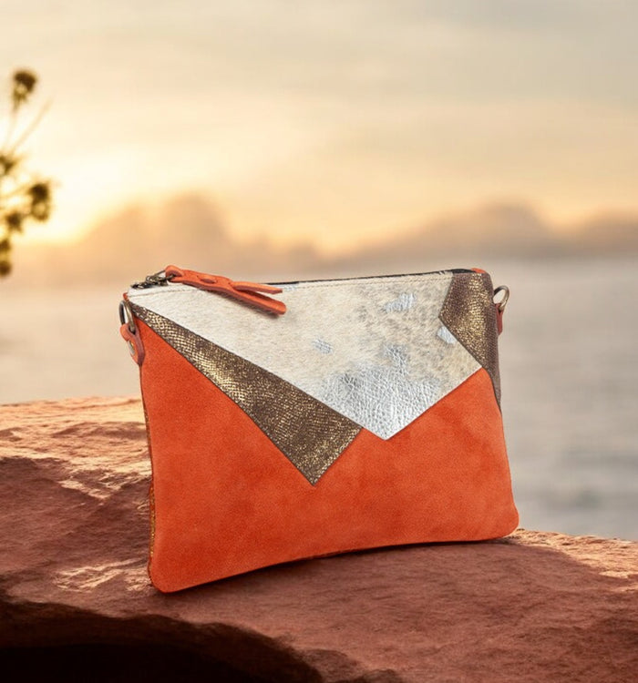 Antoinette Ameska Pochette LOUXOR Camel/Poil Vachette Argent