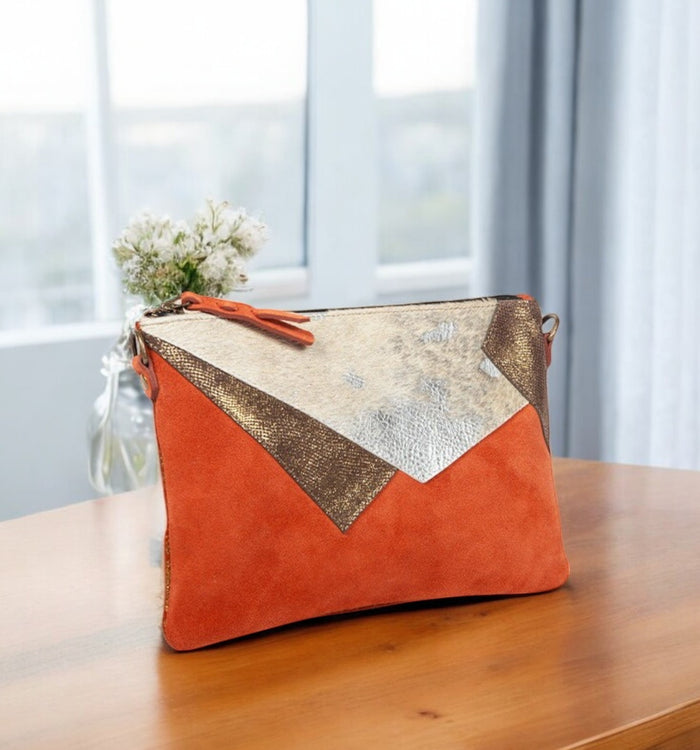 antoinette ameska Pochette LOUXOR Camel/Poil vachette Argent