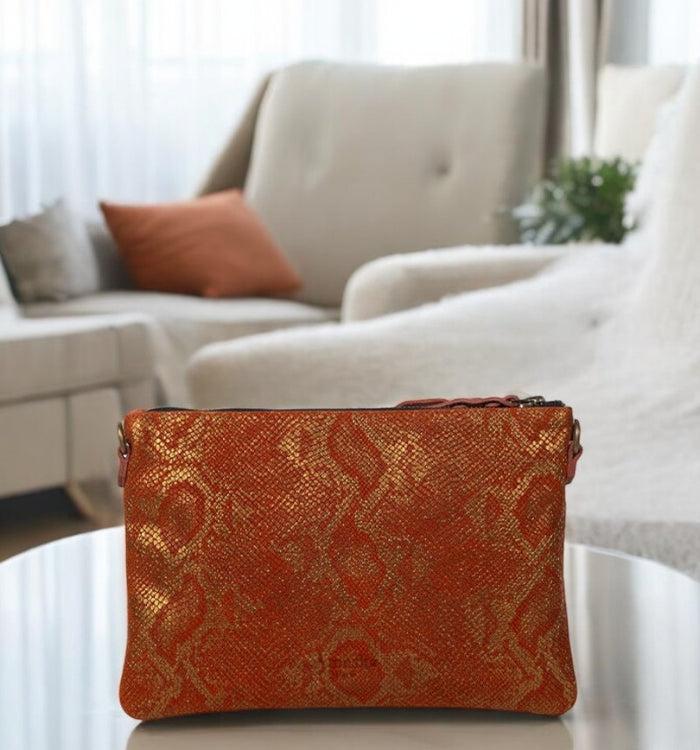 Antoinette Ameska Pochette LOUXOR Lézard Camel/Moutarde